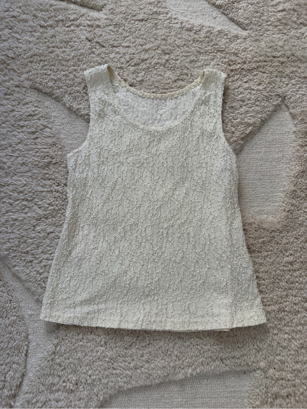 Lace-Detail Sleeveless Shell Top — Cream